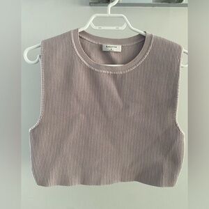Babaton Taupe Ribbed Crop Top